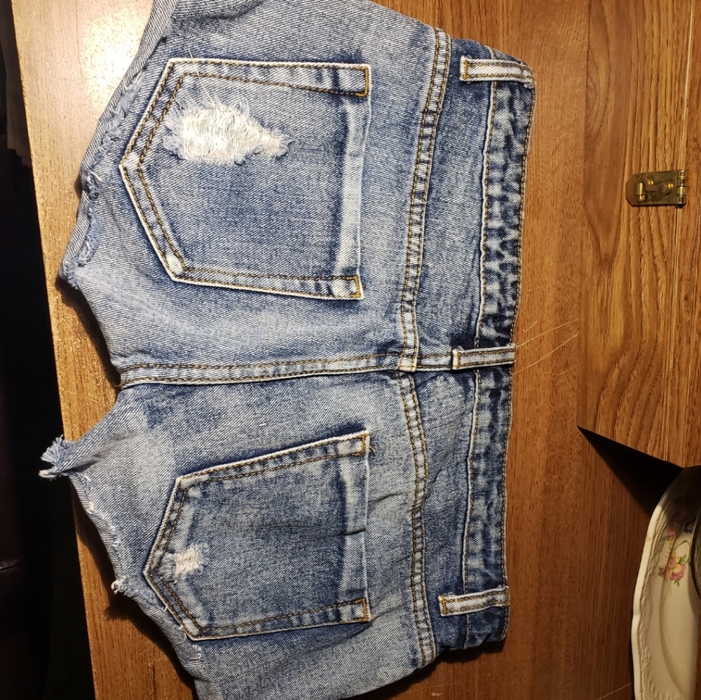 White washed denim shorts